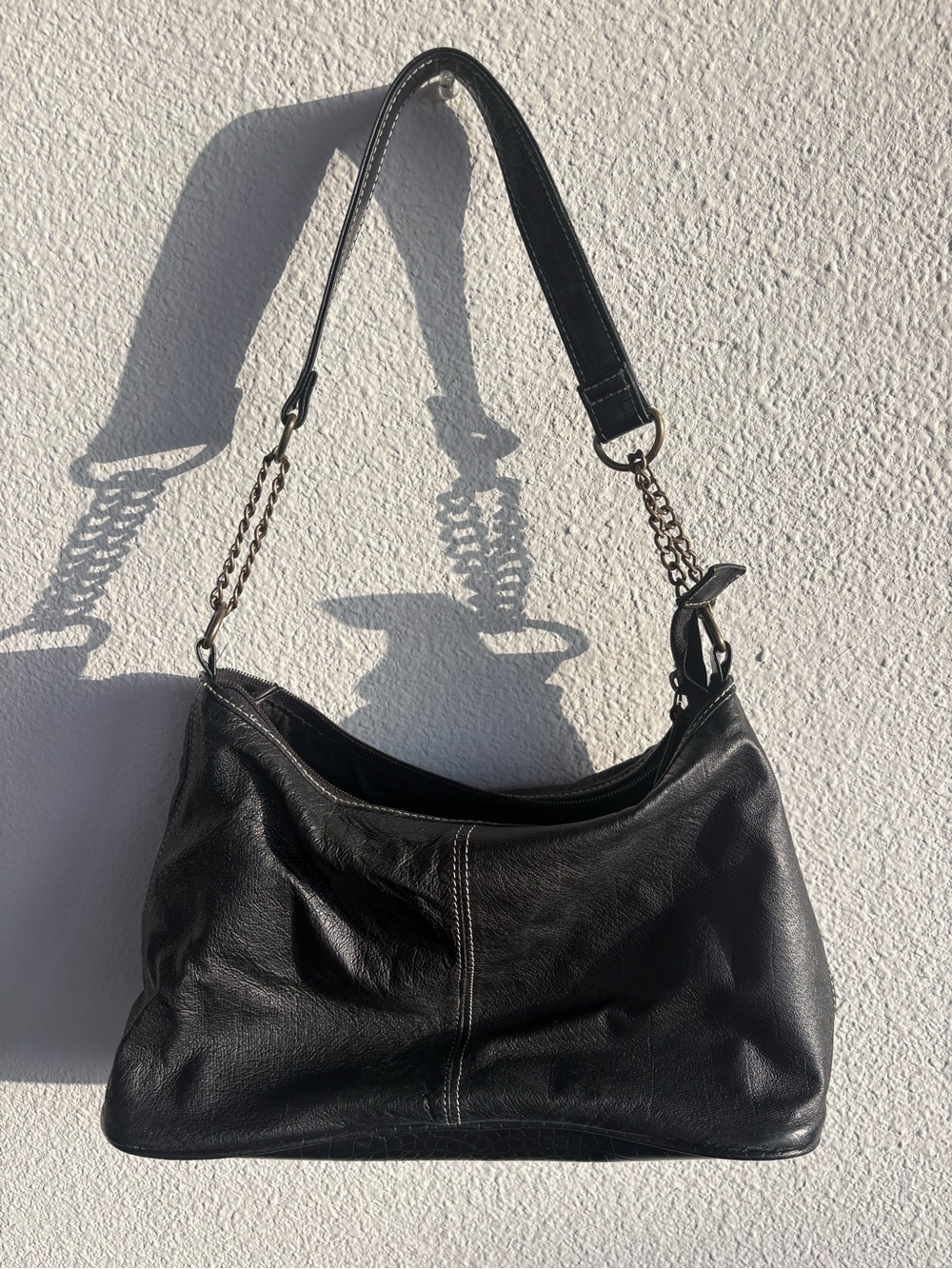 Y2K Leather Shoulder Bag - Black